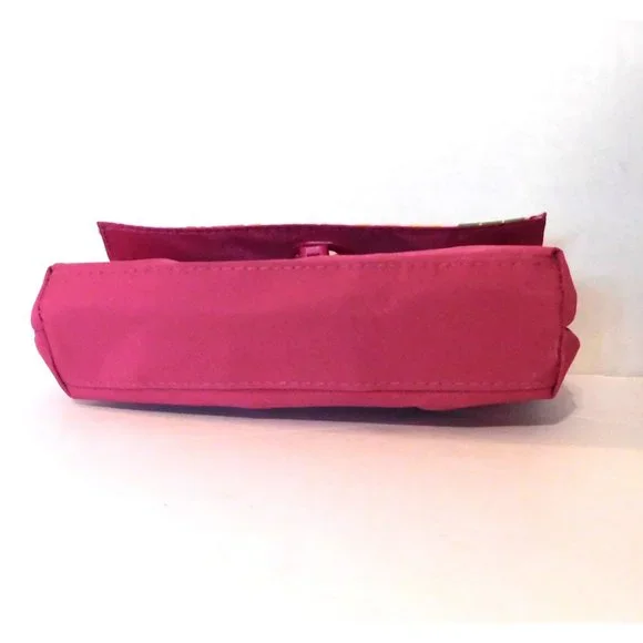 Clutch Cosmetic Bag Pink Multicolor Geometric Pattern Turn Twist Closure - Picture 3 of 5